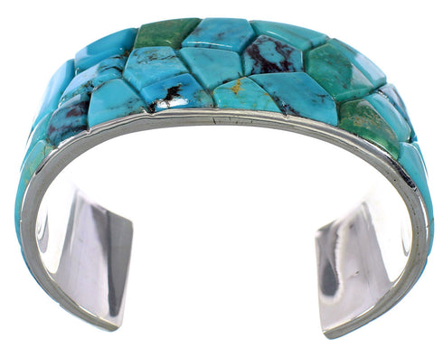 Turquoise Inlay Southwest Silver Bracelet FX27351